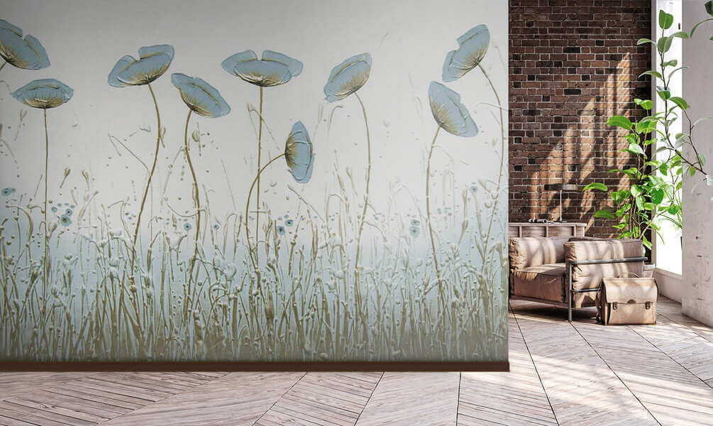 Flori albastre deasupra ierbii — interior 5