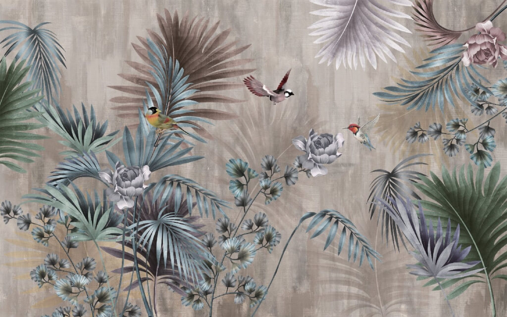 Păsări printre frunze — design complet