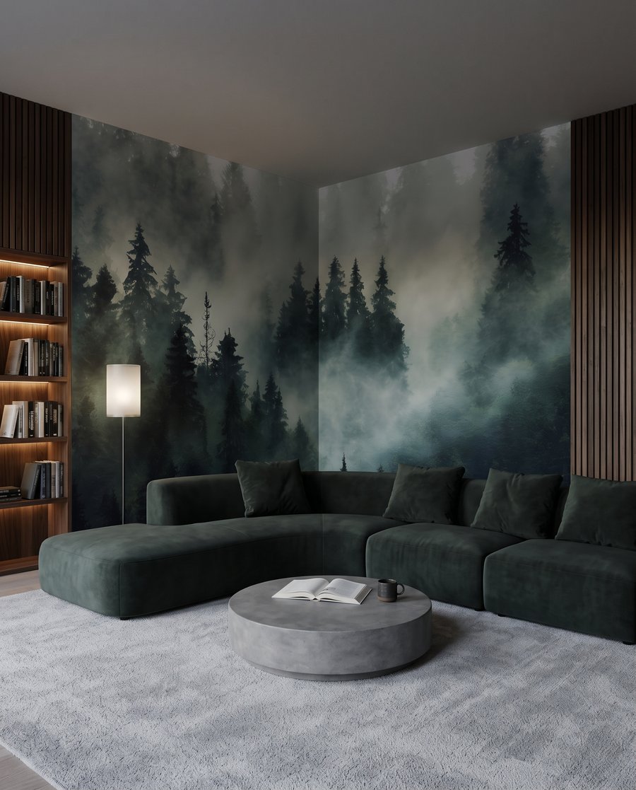 Conifere în ceață întunecată — interior 3