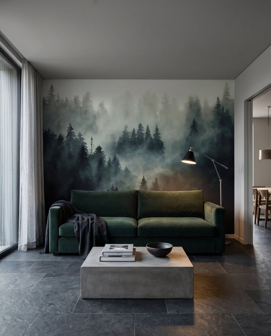 Conifere în ceață întunecată — interior 6