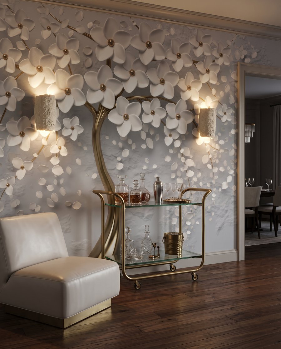 Flori albe, trunchi auriu — interior 5