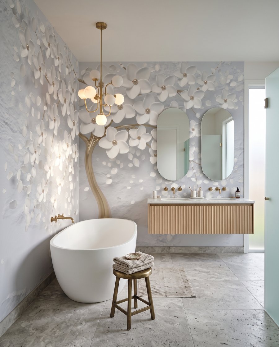Flori albe, trunchi auriu — interior 6