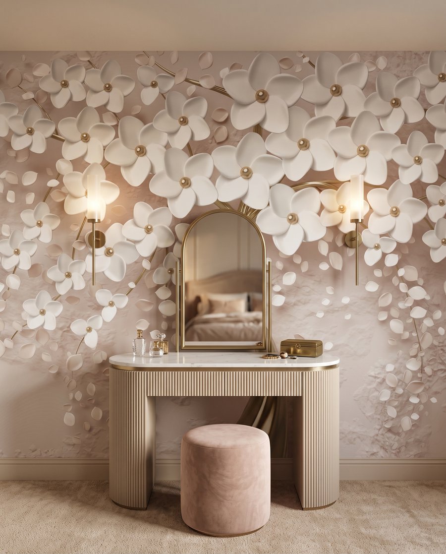 Flori albe, trunchi auriu — interior 1
