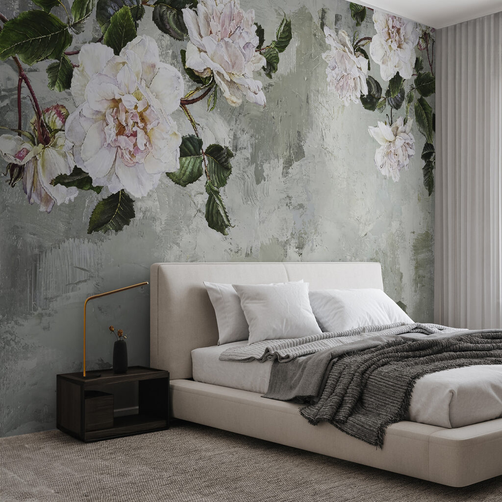 Bujori albi pe verde-cenușiu — interior 11