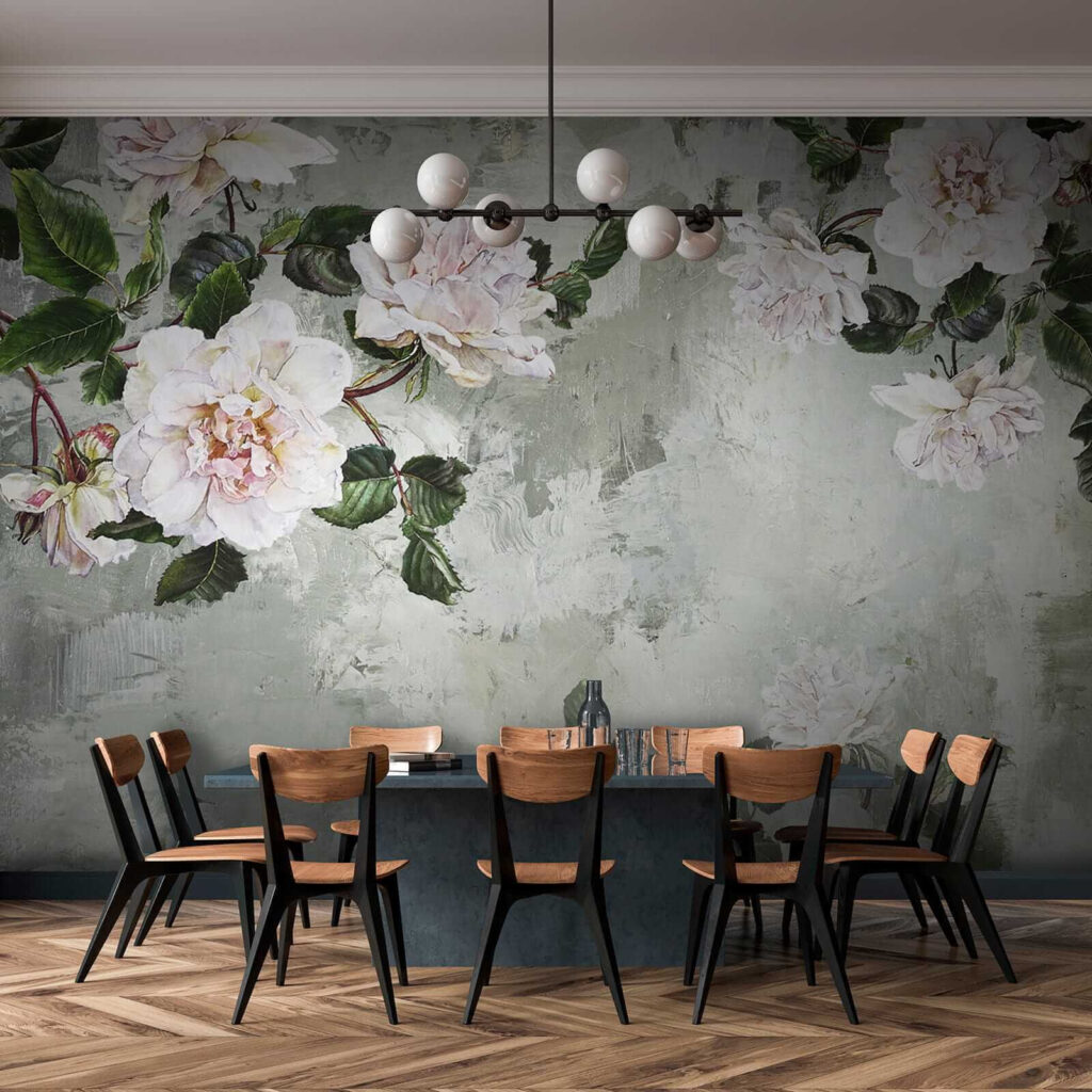 Bujori albi pe verde-cenușiu — interior 9