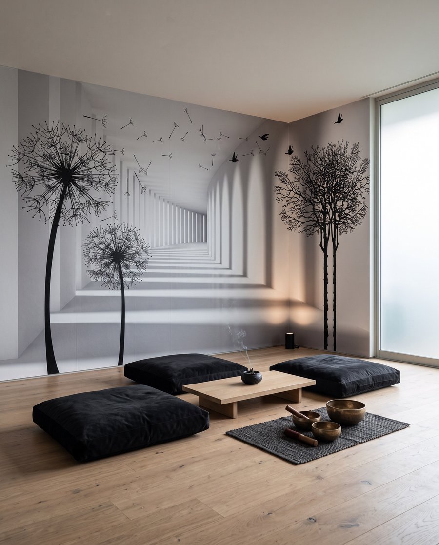 Păpădii pe coloane albe — interior 3