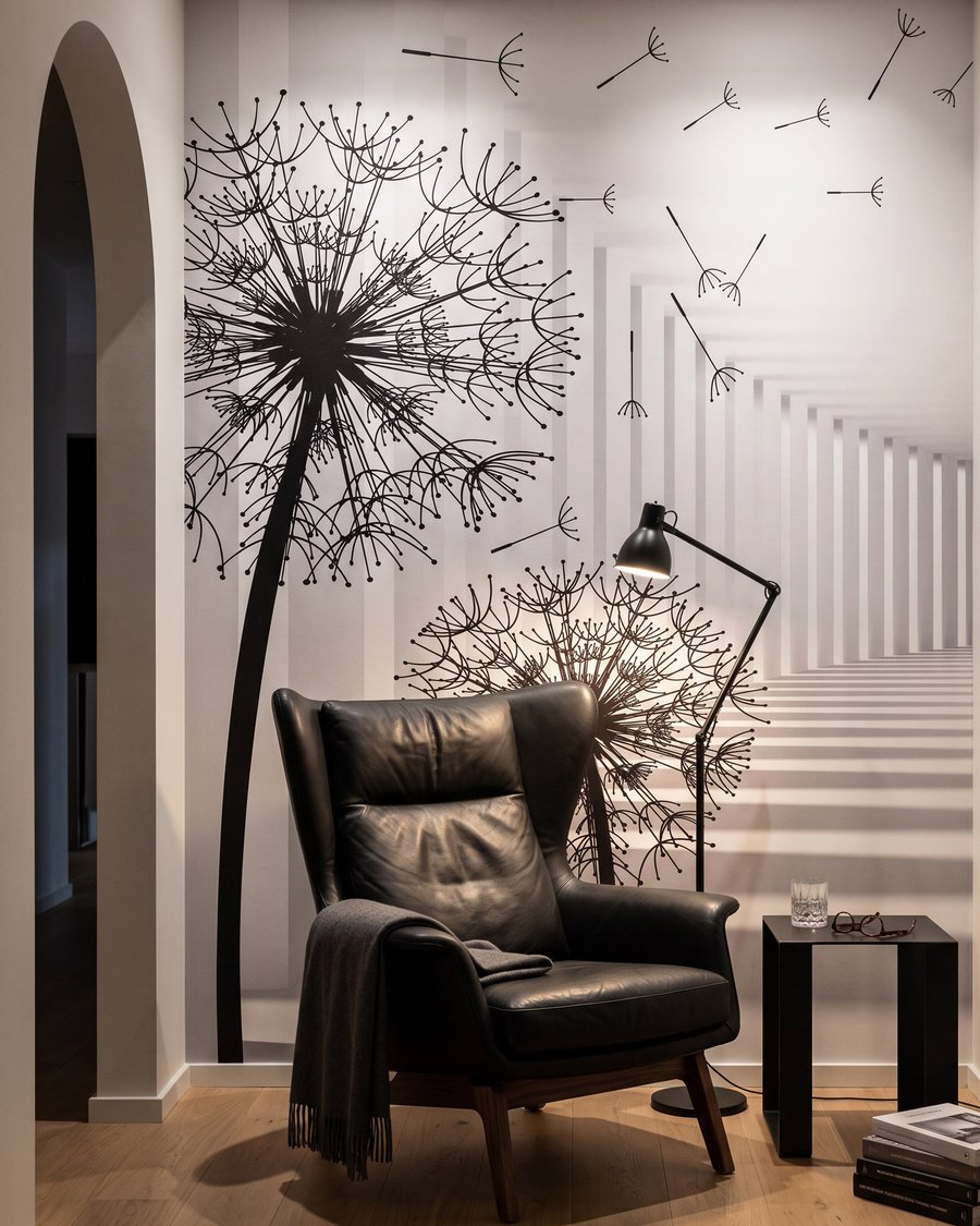 Păpădii pe coloane albe — interior 4