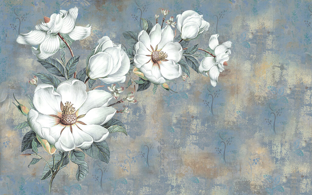 Magnolie pe albastru vechi — design complet