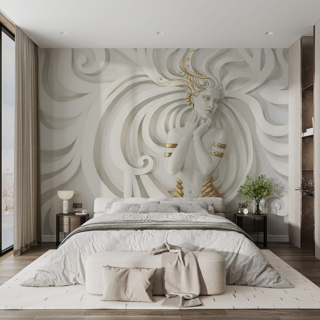 Femeie printre volute albe — interior 4