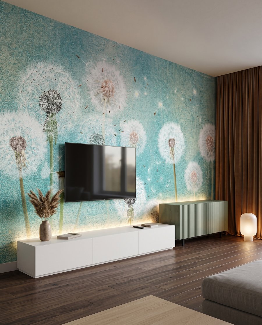 Păpădii pe fundal verde-apă — interior 4