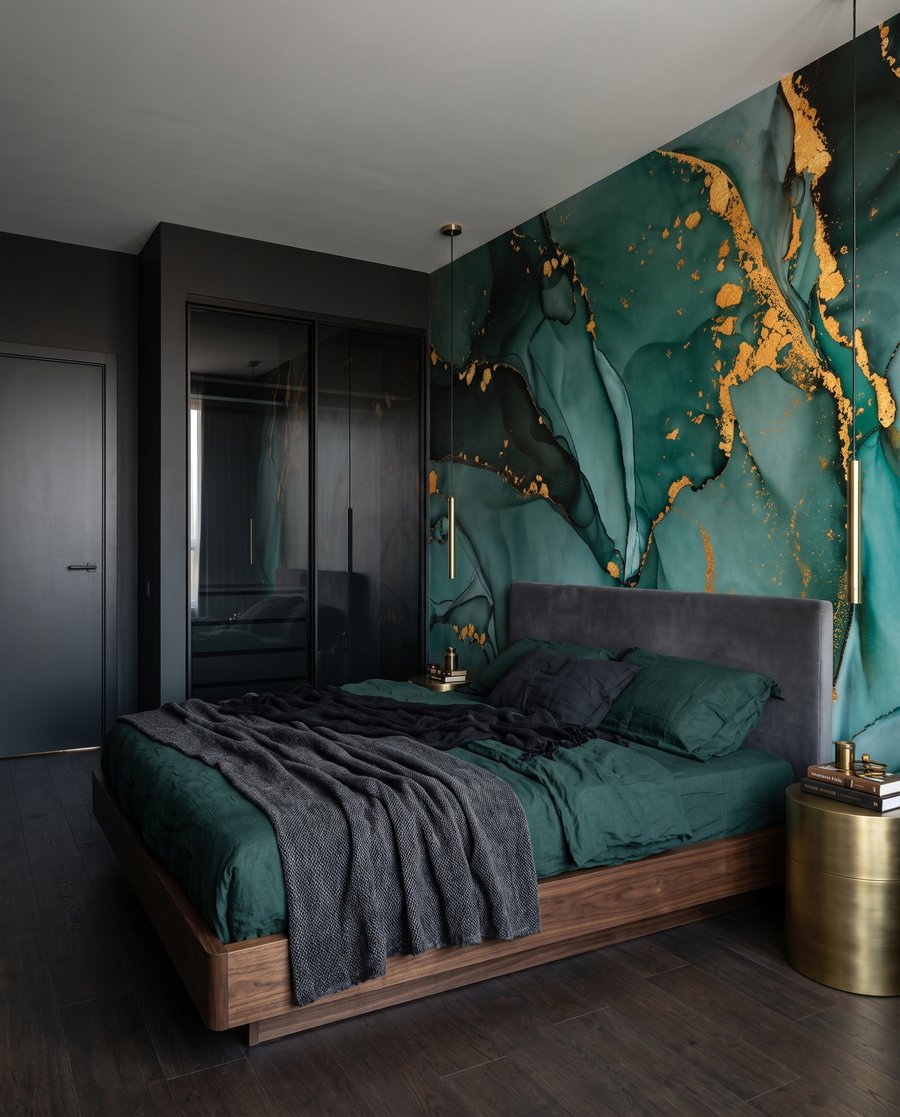 Crăpătură aurie în verde într-un interior