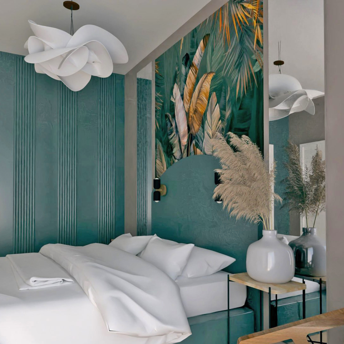 Frunze tropicale cu păsări — interior 2
