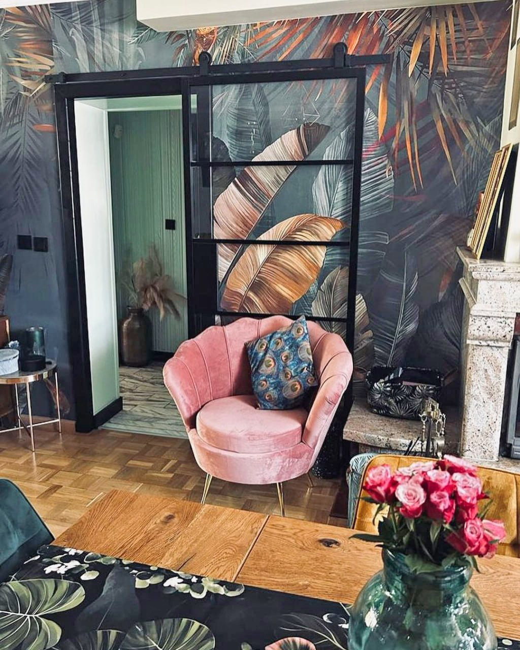 Frunze tropicale cu păsări — interior 3