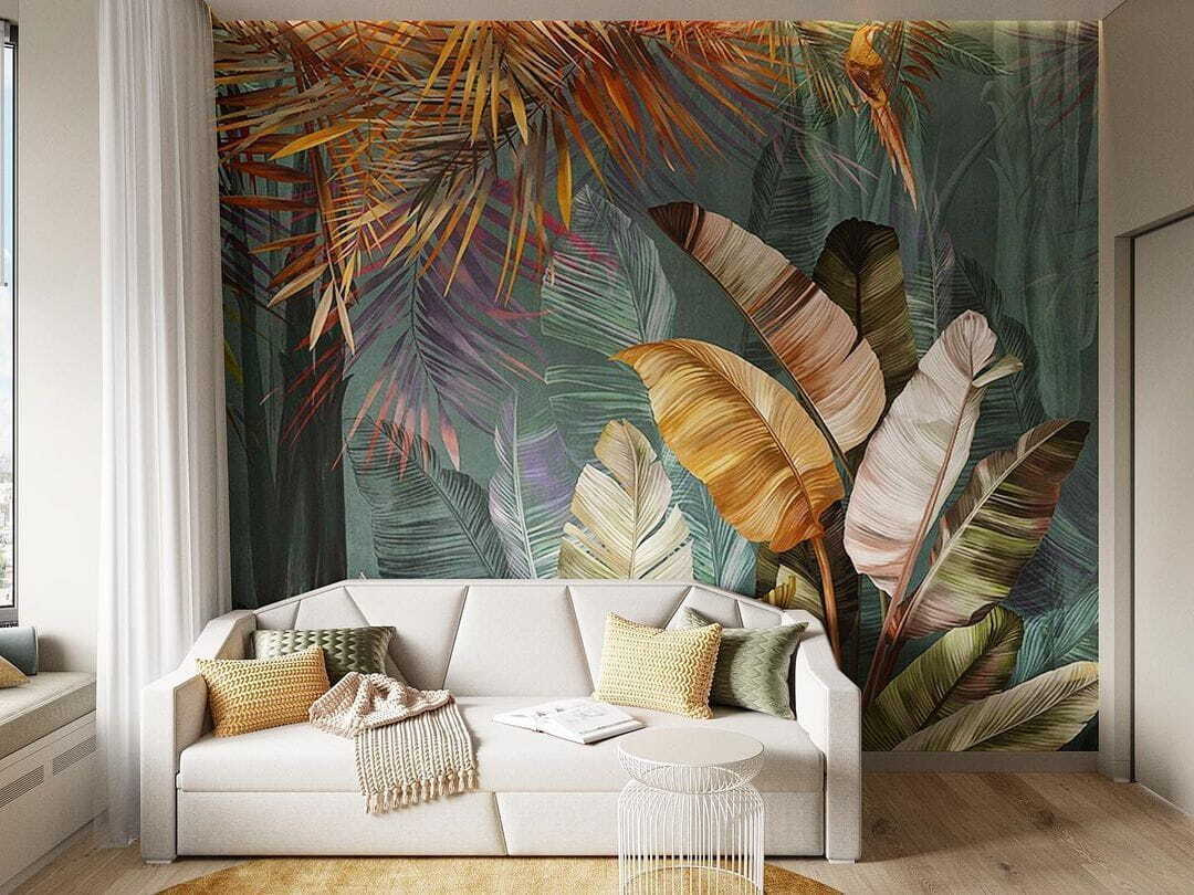 Frunze tropicale cu păsări — interior 1