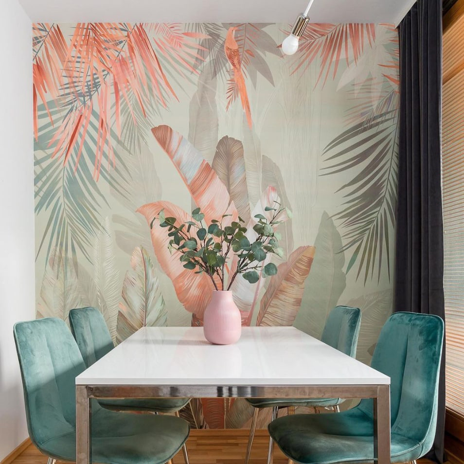 Frunze tropicale cu păsări — interior 3