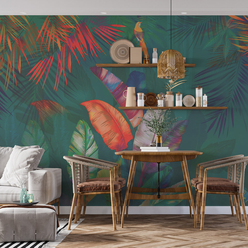Frunze tropicale cu păsări — interior 5