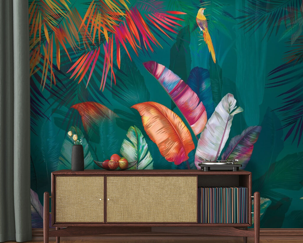 Frunze tropicale cu păsări — interior 2