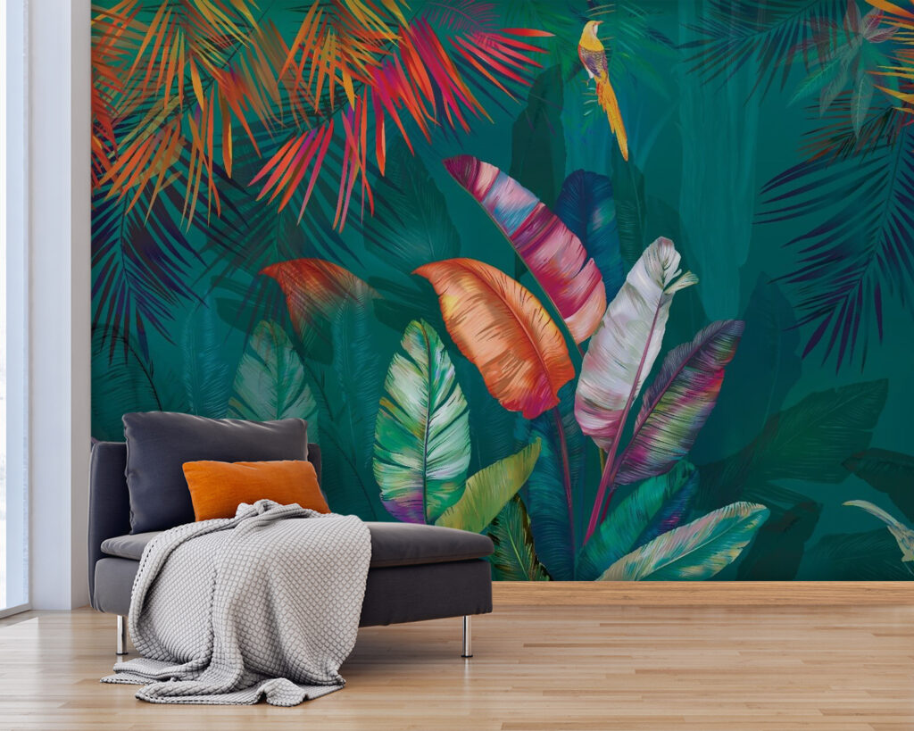 Frunze tropicale cu păsări — interior 3