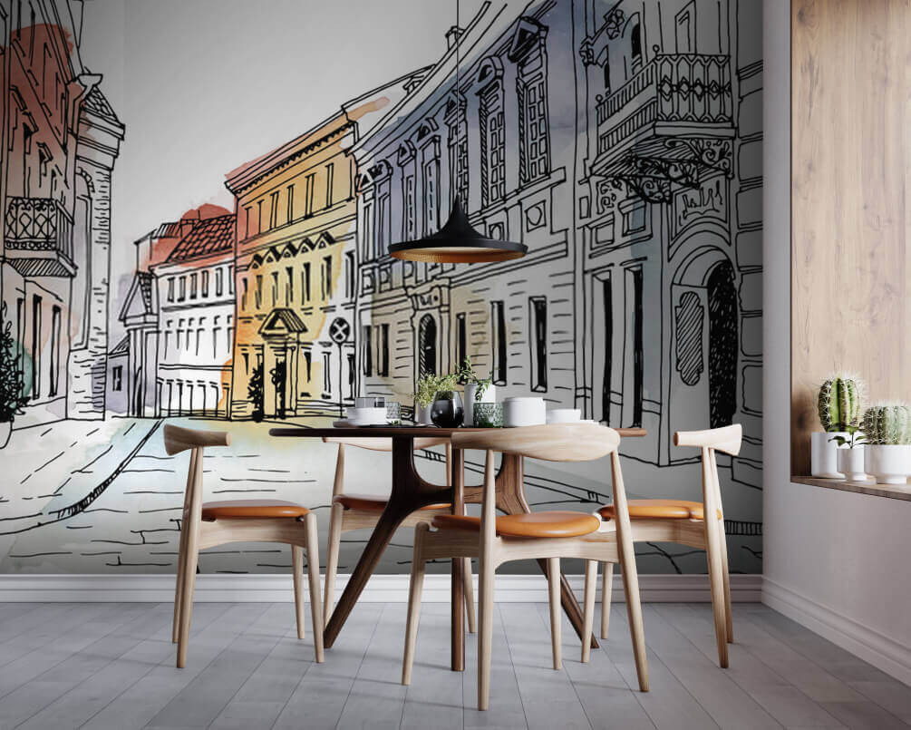 Case pastelate la cotitură într-un interior