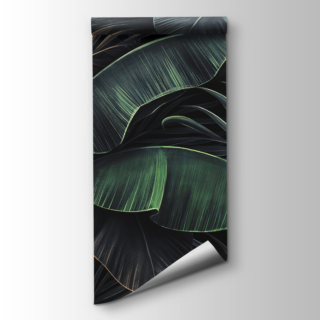 Frunze tropicale pe negru — vizualizare produs