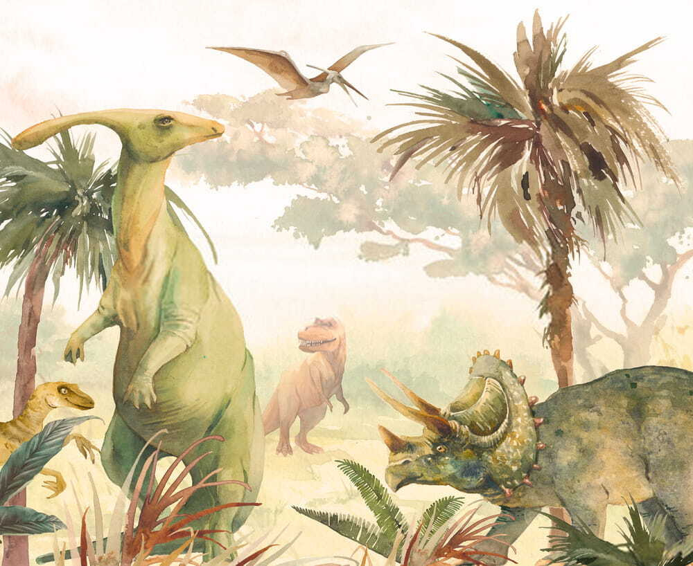 Dinozauri în acuarelă — design complet