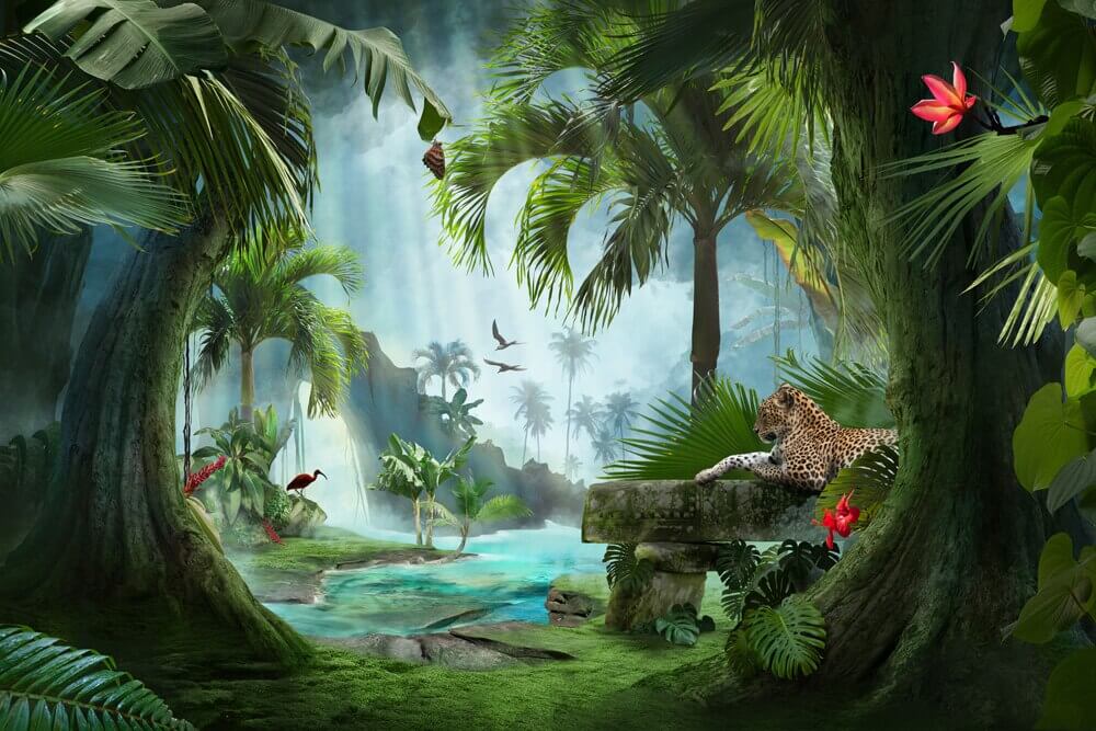 Vale tropicală între trunchiuri — design complet