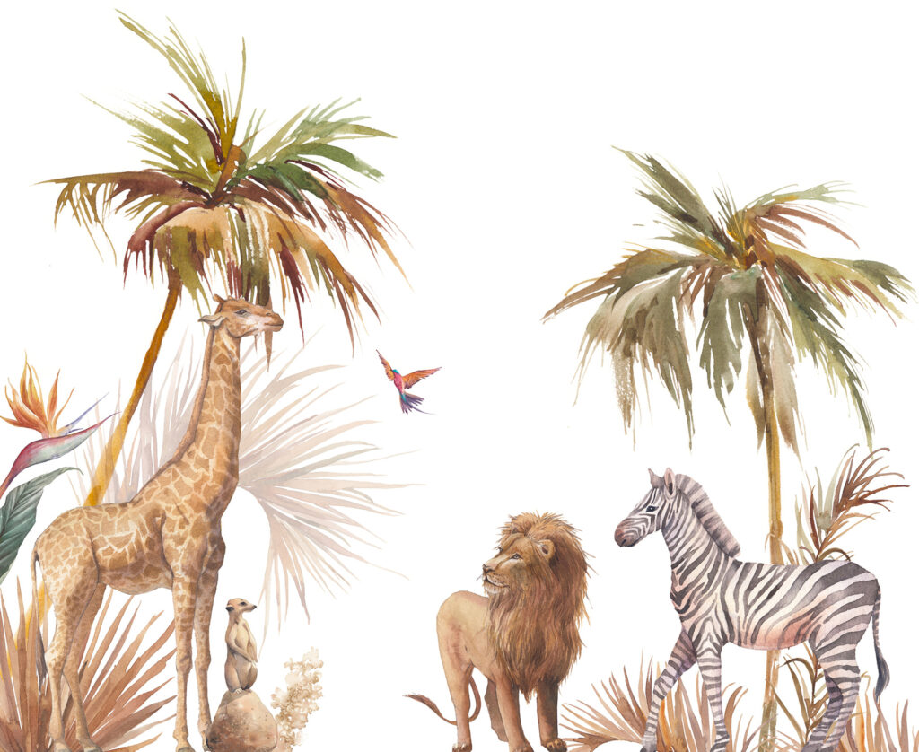 Animale pe fundal alb — design complet