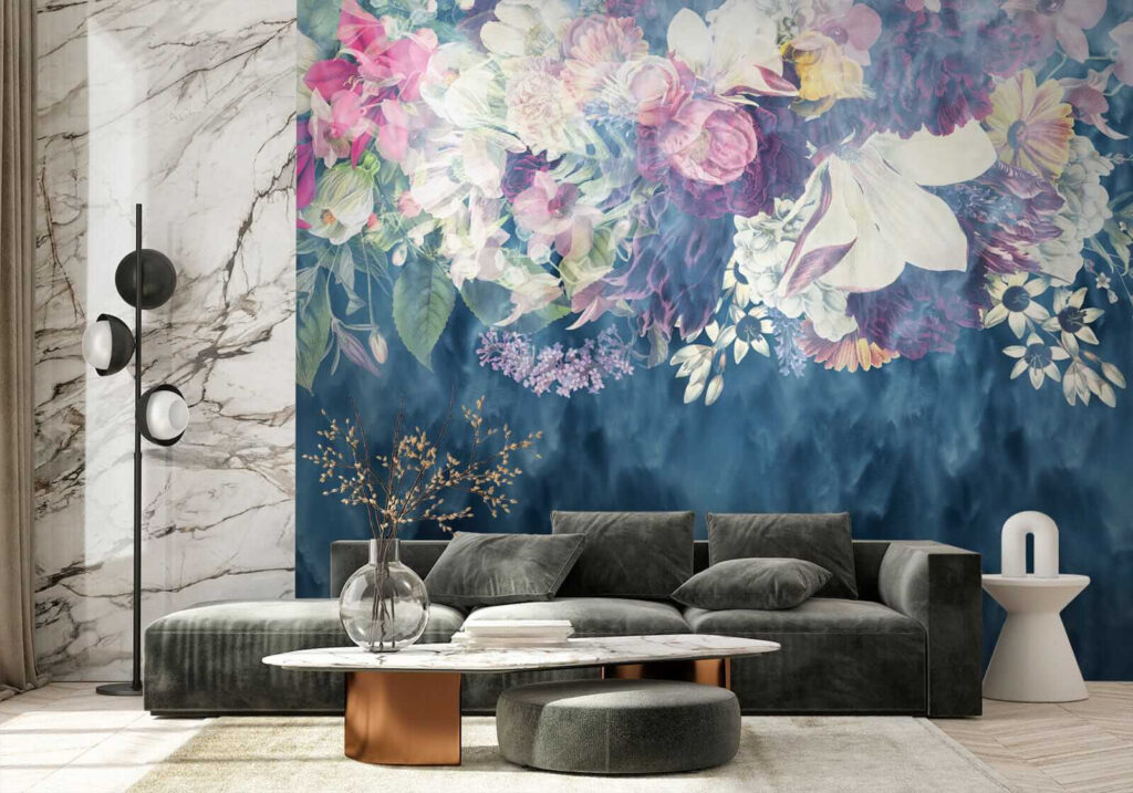 Flori peste albastru adânc — interior 5