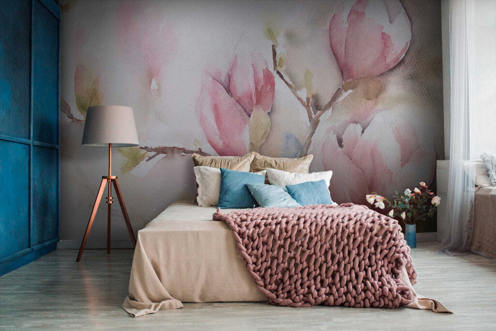 Magnolie în acuarelă roz — interior 2