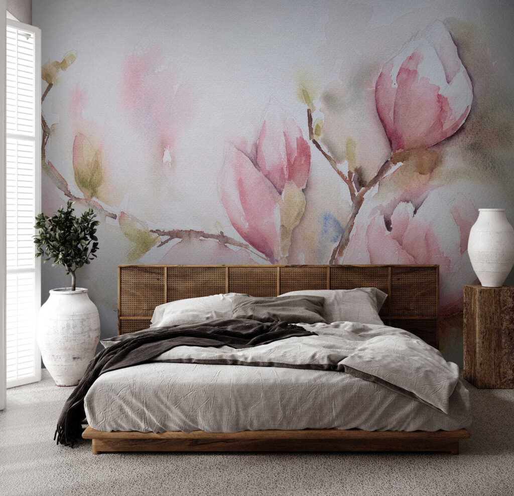 Magnolie în acuarelă roz — interior 3