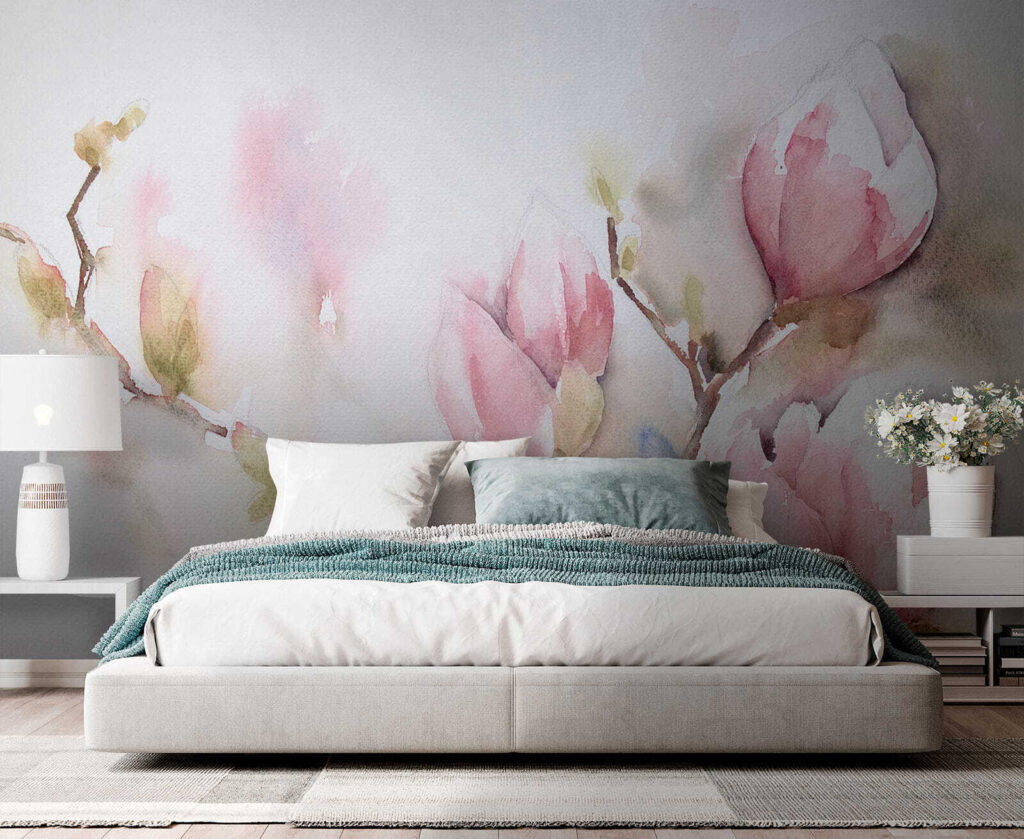 Magnolie în acuarelă roz — interior 5