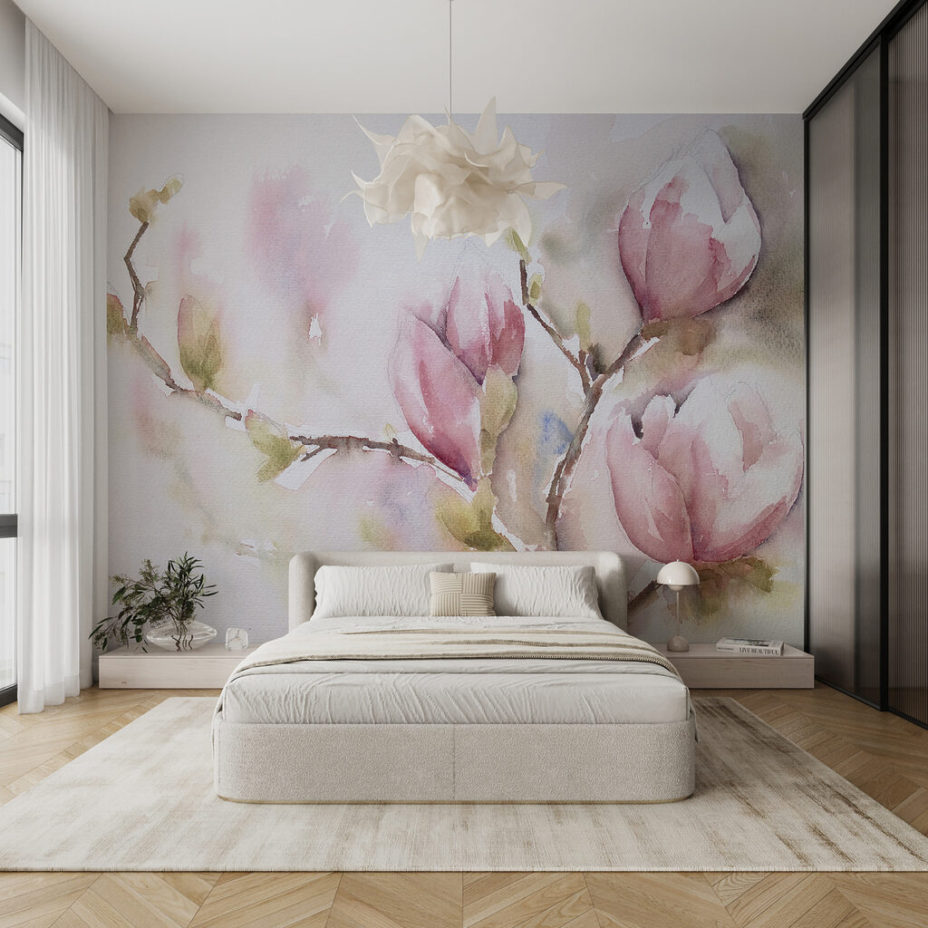 Magnolie în acuarelă roz — interior 12