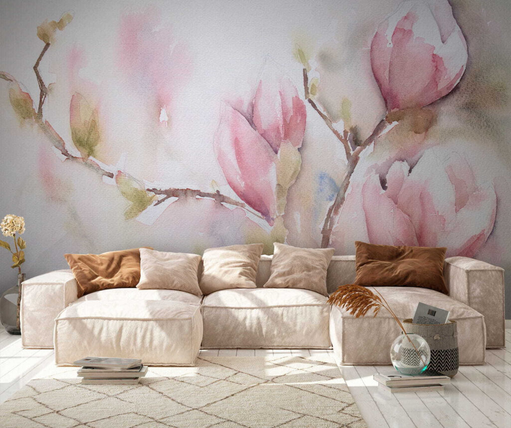 Magnolie în acuarelă roz — interior 6