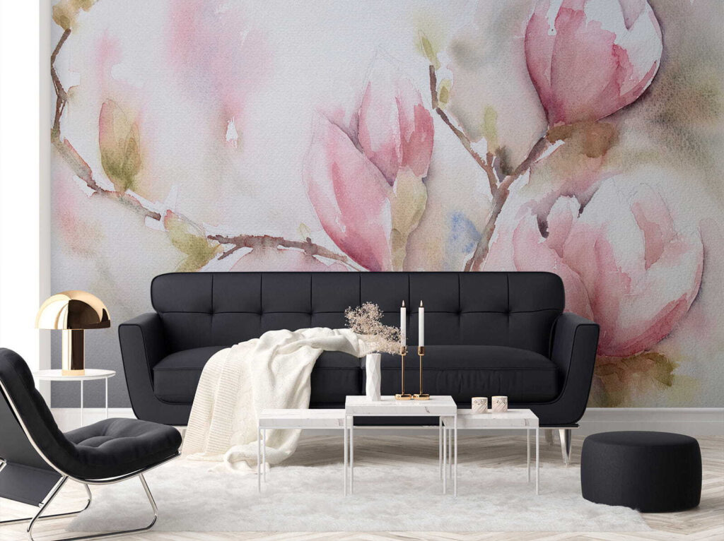 Magnolie în acuarelă roz — interior 7