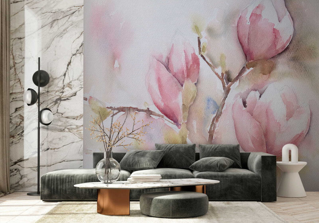 Magnolie în acuarelă roz — interior 8