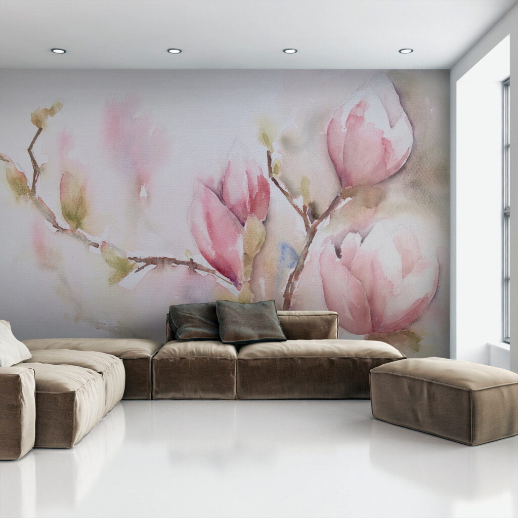 Magnolie în acuarelă roz — interior 9