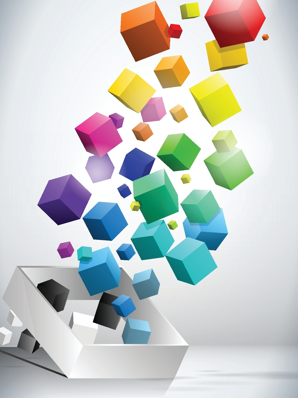 Cuburi colorate în zbor — design complet