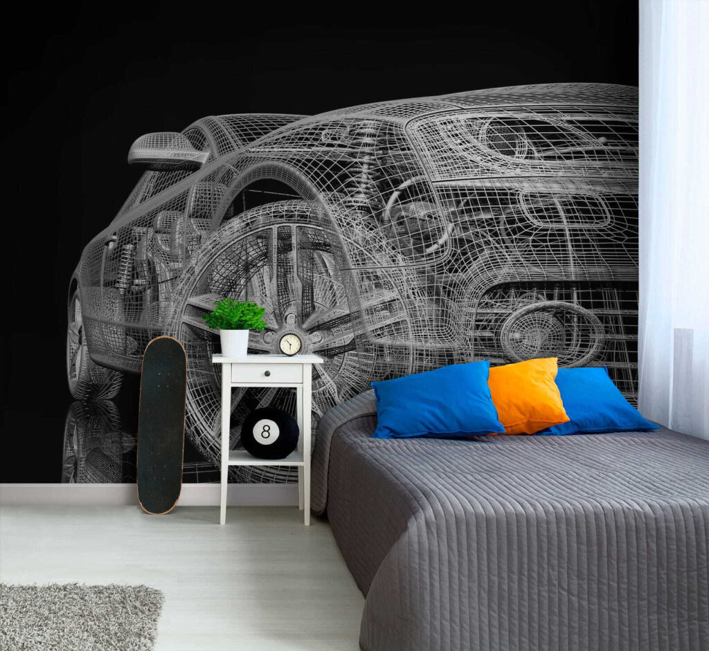 Mașină din linii albe — interior 1