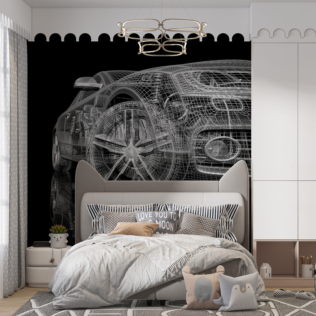 Mașină din linii albe — interior 4