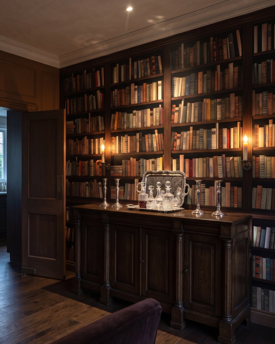 Bibliotecă în umbră caldă — interior 6