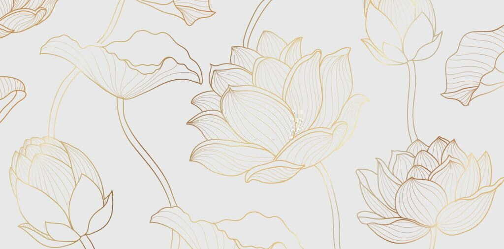 Lotus în contur auriu — design complet