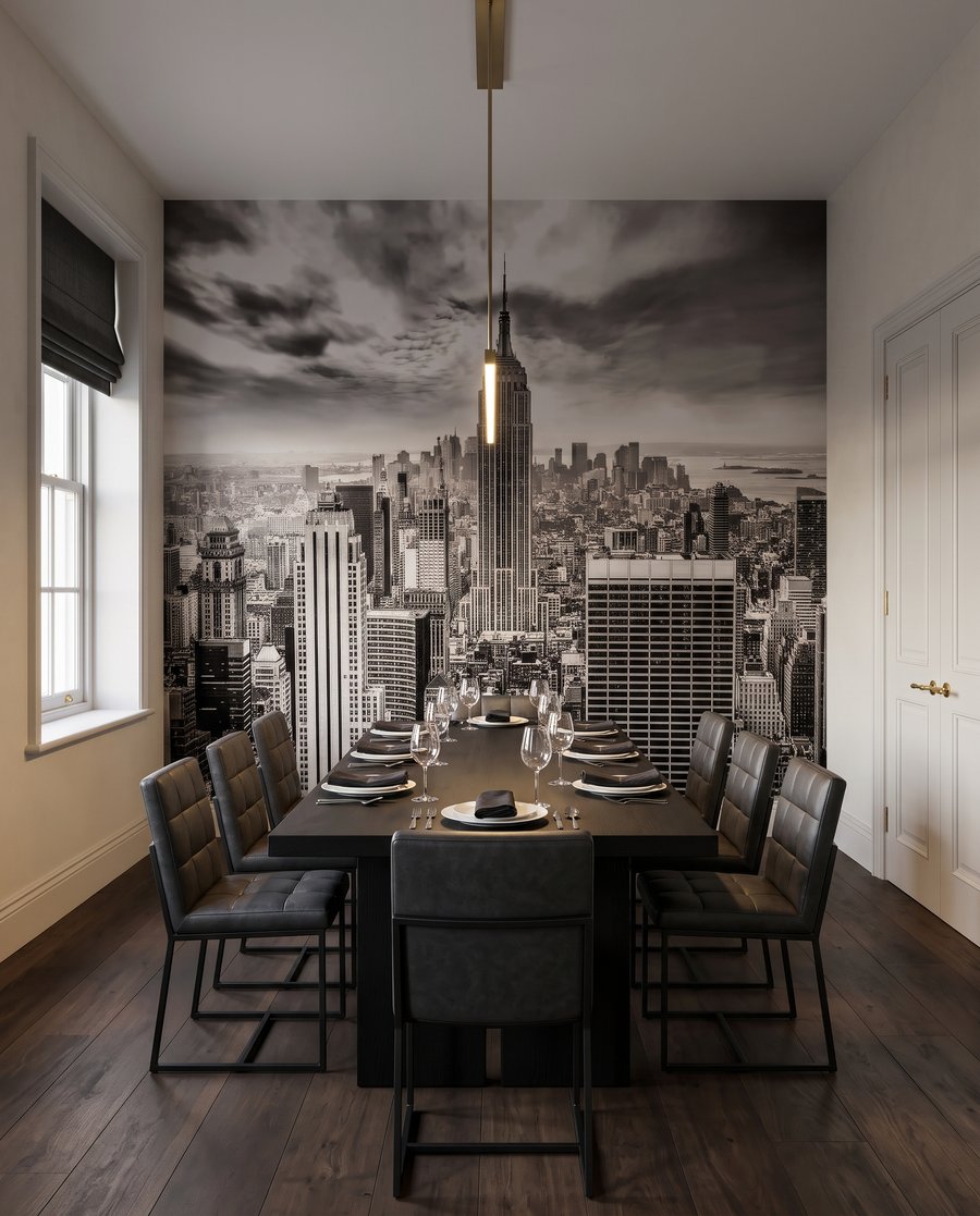 Siluetă urbană în alb-negru — interior 6