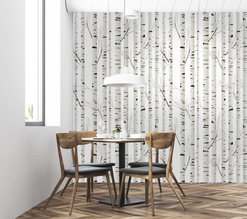 Mesteceni albi în desen — interior 1