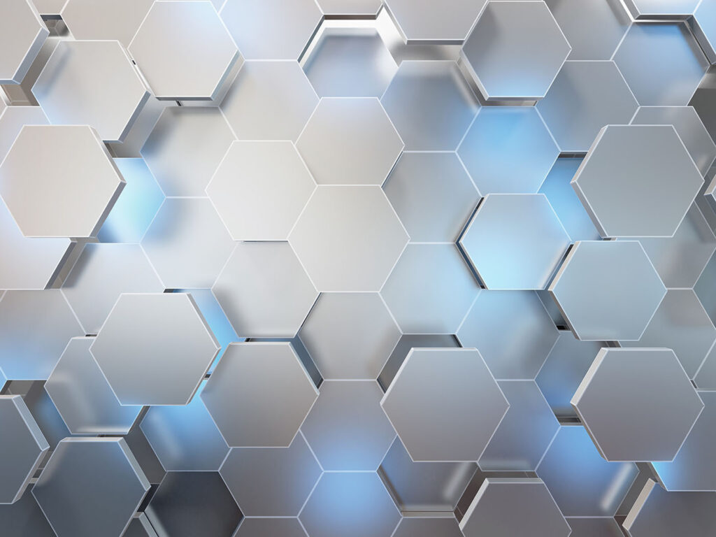 Hexagoane albastru deschis — design complet