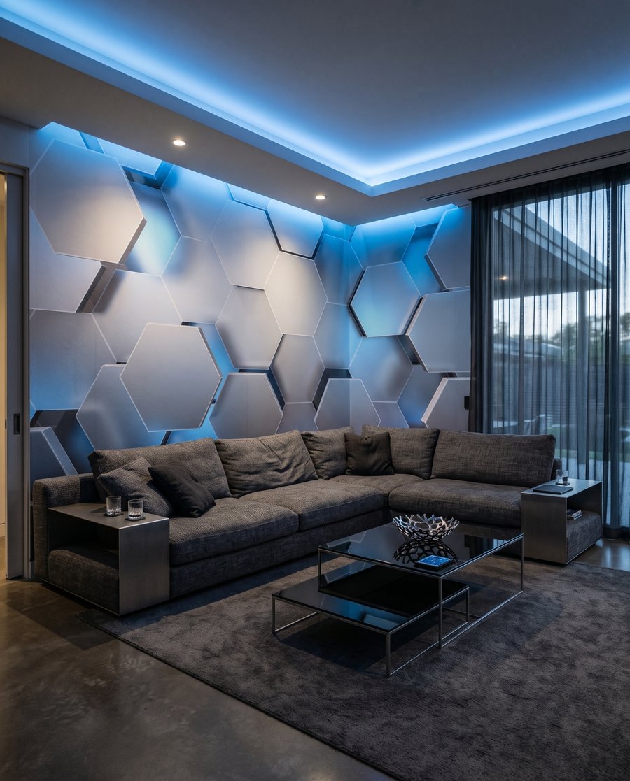 Hexagoane albastru deschis — interior 3