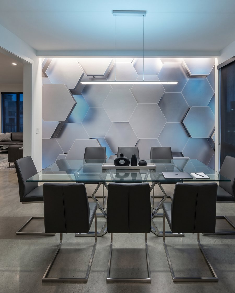 Hexagoane albastru deschis — interior 2