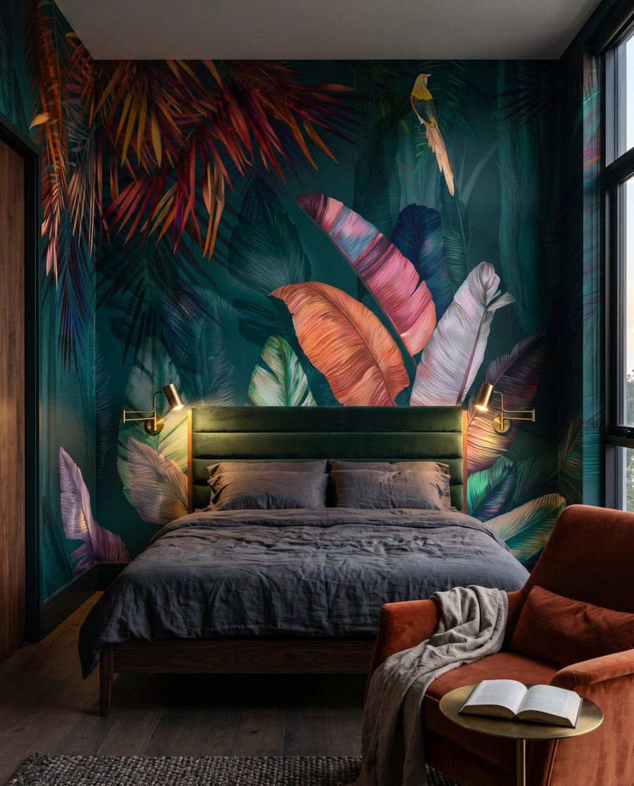 Frunze tropicale colorate — interior 2