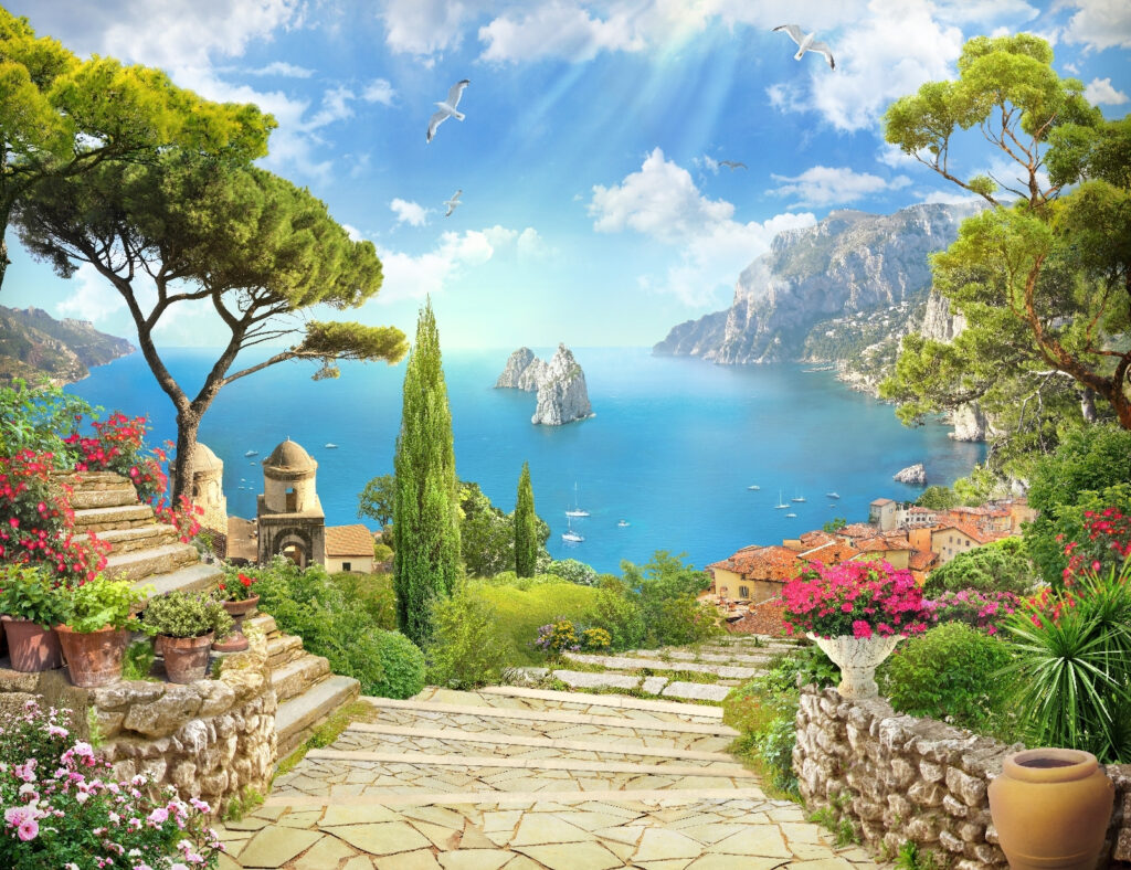 Scară florală spre mare — design complet