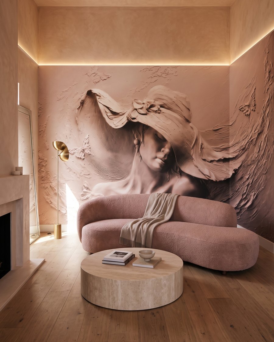 Femeie cu pălărie ondulată — interior 1