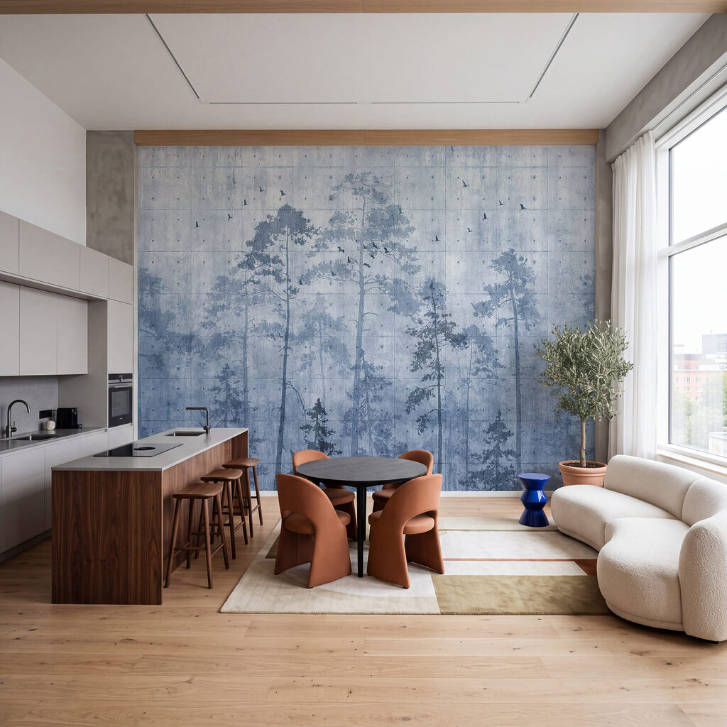 Conifere pe fond uzat — interior 1